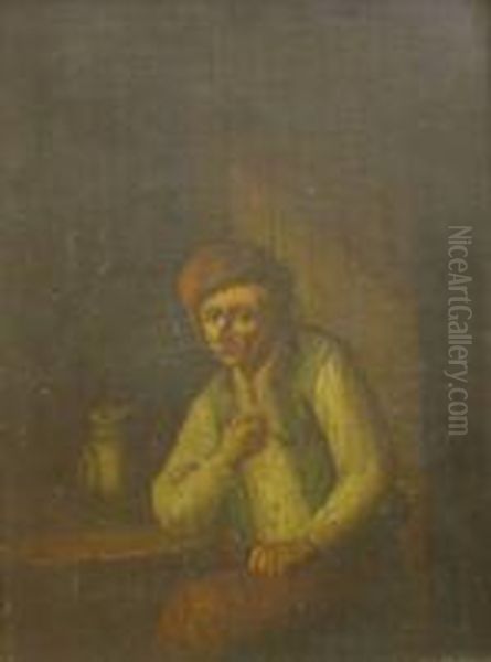 A Boor In Aninterior With Pipe Oil Painting by David The Younger Teniers