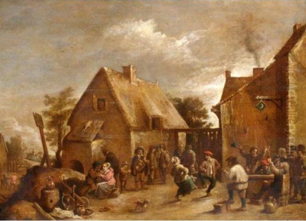 A Village Scene With Figures Merry Making And Dancing Oil Painting by David The Younger Teniers