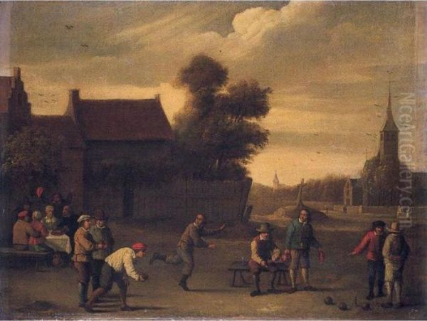 Il Gioco Delle Bocce Oil Painting by David The Younger Teniers