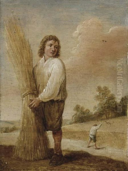 A Harvester In A Landscape Oil Painting by David The Younger Teniers