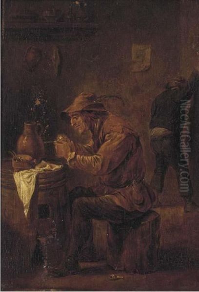 A Peasant Smoking In A Tavern Oil Painting by David The Younger Teniers