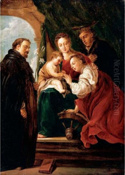 The Mystic Marriage Of Saint Catherine Oil Painting by David The Younger Teniers