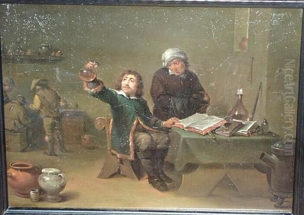 A Chemist Working In His Study Oil Painting by David The Younger Teniers