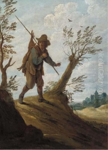 A Landscape With A Hunter Returning With His Game Oil Painting by David The Younger Teniers