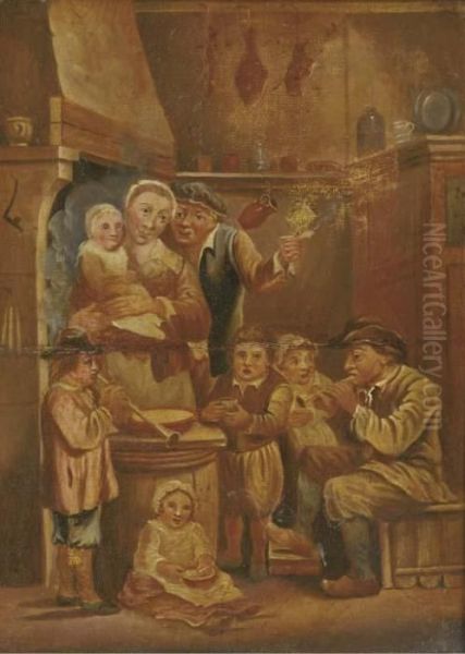 A Peasant Family In A Tavern Oil Painting by David The Younger Teniers