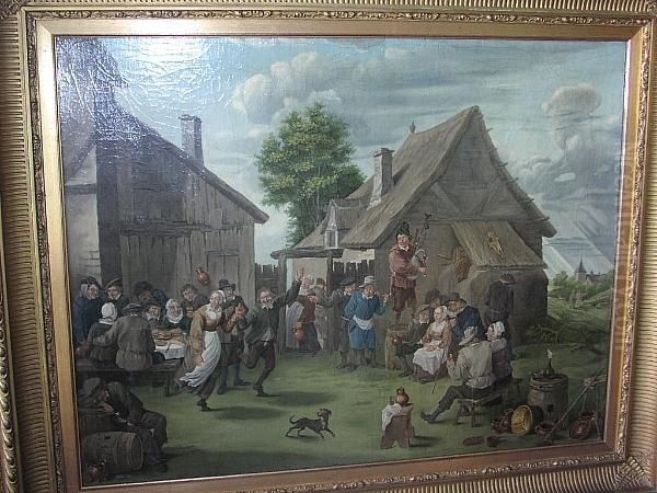 Peasants Merry Making Outside A Tavern Oil Painting by David The Younger Teniers