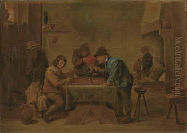 A Game Of Backgammon In The Inn Oil Painting by David The Younger Teniers