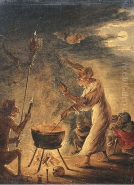 A Coven Of Witches Oil Painting by David The Younger Teniers