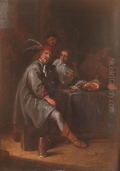 Peasants At A Table In An Inn Oil Painting by David The Younger Teniers