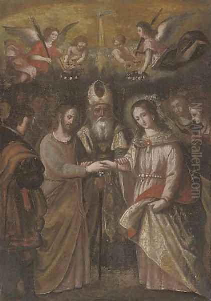 The Marriage of the Virgin Oil Painting by Spanish School