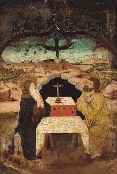 The visit of Saint Anthony Abbot to Saint Paul the Hermit Oil Painting by Spanish School