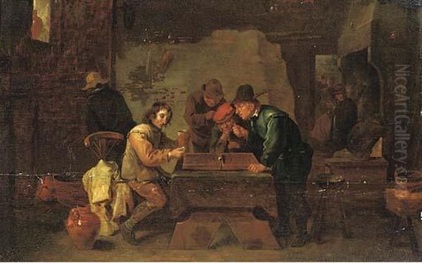 The Backgammon Players Oil Painting by David The Younger Teniers