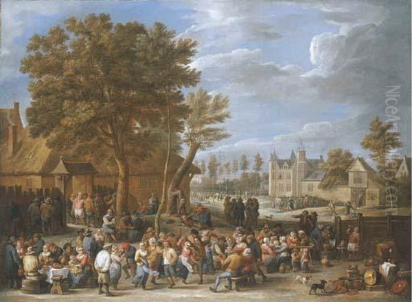 A Village Kermesse Oil Painting by David The Younger Teniers