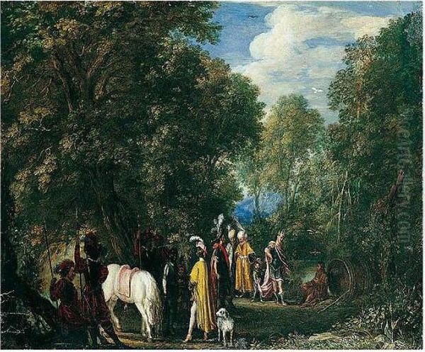 A Wooded Landscape With Alexander And Diogenes Oil Painting by David The Younger Teniers