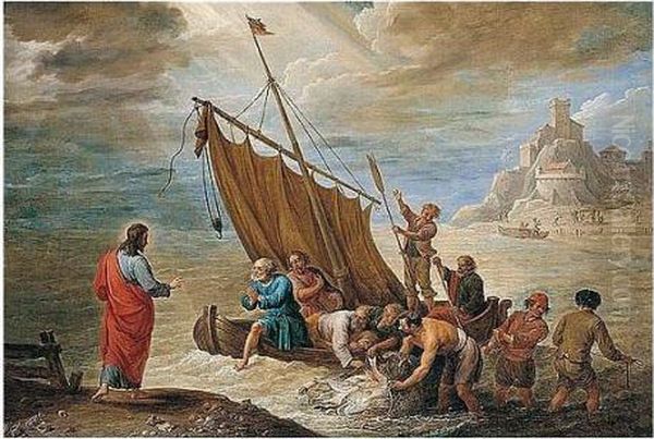 The Miraculous Draught Of Fishes Oil Painting by David The Younger Teniers