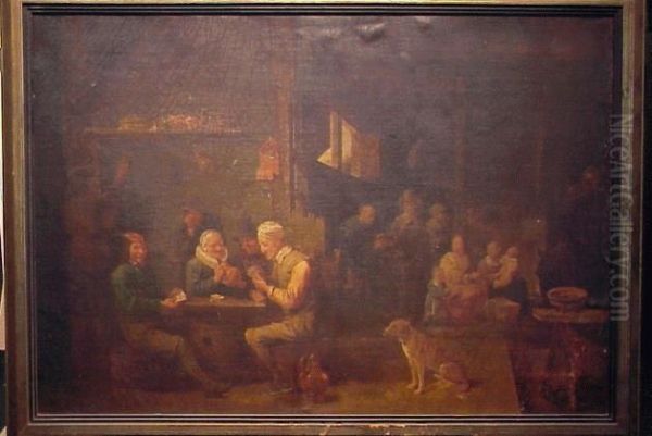 Tavern Interior Oil Painting by David The Younger Teniers