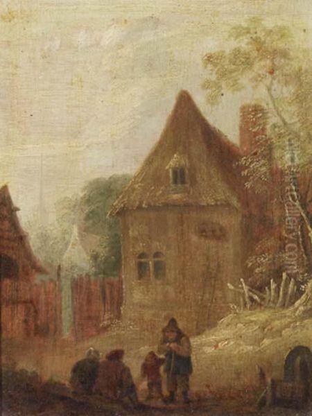 Peasants Resting On A Track By A Farm Oil Painting by David The Younger Teniers