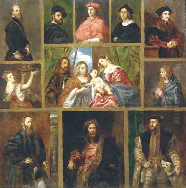 An imaginary gallery of paintings in the Prado, Madrid Oil Painting by Spanish School