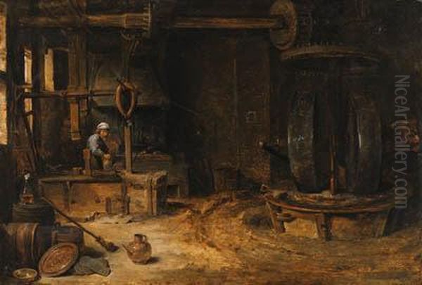 The Interior Of A Mill Oil Painting by David The Younger Teniers