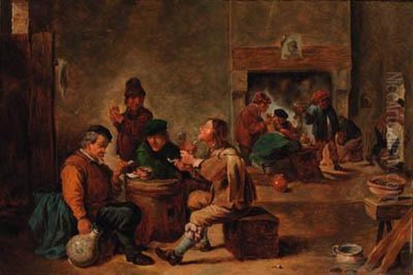 Peasants In A Tavern Interior Oil Painting by David The Younger Teniers