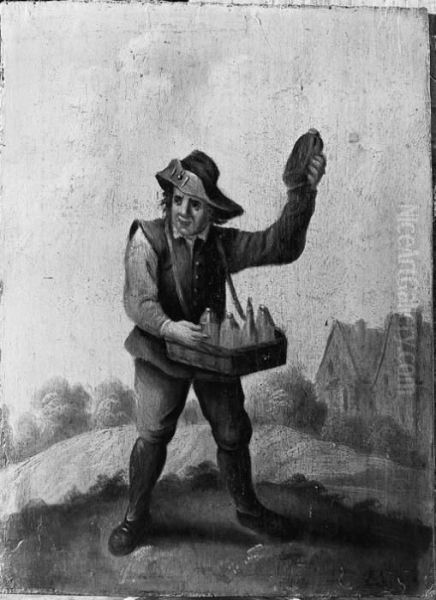 A Quack And A Boor Smoking A Pipe, Standing Small Full Lengths Inlandscapes Oil Painting by David The Younger Teniers