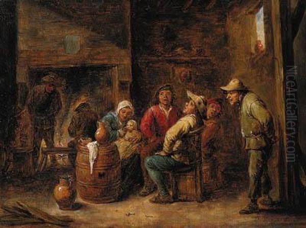 Peasants Singing And A Mother With Her Child In An Interior Oil Painting by David The Younger Teniers