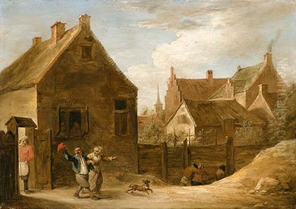 Peasants Returning Home From The Inn Oil Painting by David The Younger Teniers