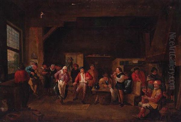 A Village Dance In An Interior Oil Painting by David The Younger Teniers