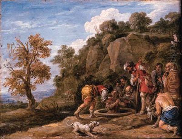 Joseph Put Into The Well By His Brothers Oil Painting by David The Younger Teniers