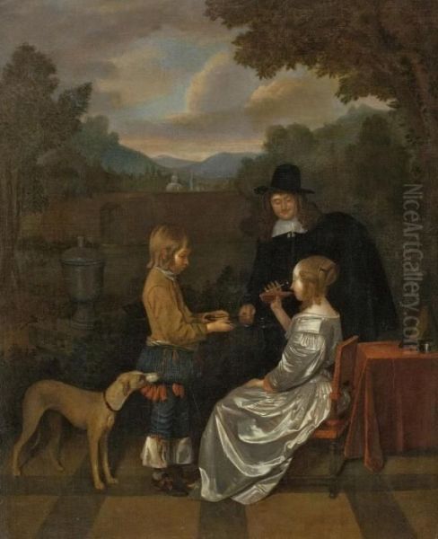 Die Erfrischung Oil Painting by Gerard Terborch