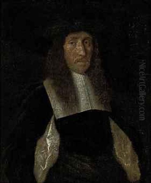 Portrait Of A Gentleman, Half-length, In A Black Slashed Doubletand Black Hat Oil Painting by Gerard Terborch