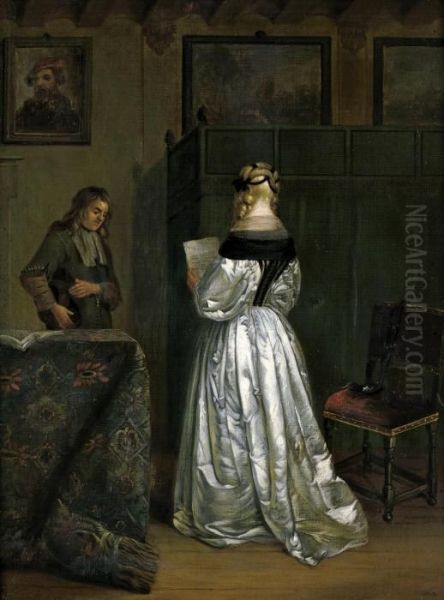 Die Briefleserin Oil Painting by Gerard Terborch