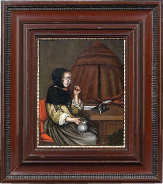 Die Weintrinkerin Oil Painting by Gerard Terborch