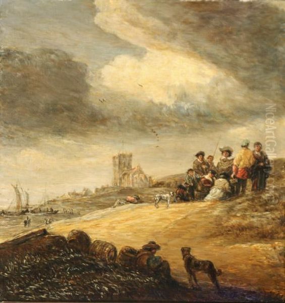 Estuary Scene With Travelers Oil Painting by Gerard Terborch