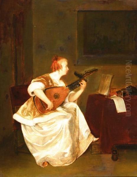 The Lute Player Oil Painting by Gerard Terborch