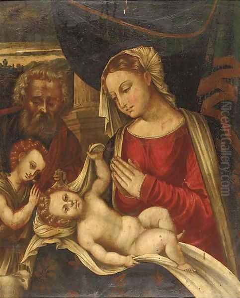 The Holy Family with Saint John the Baptist Oil Painting by Venetian School