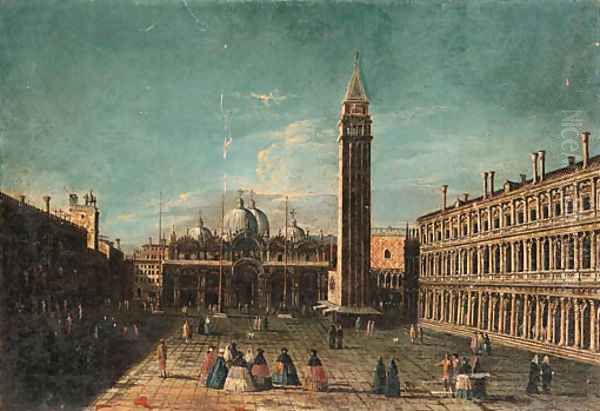 The Piazza San Marco, Venice Oil Painting by Venetian School