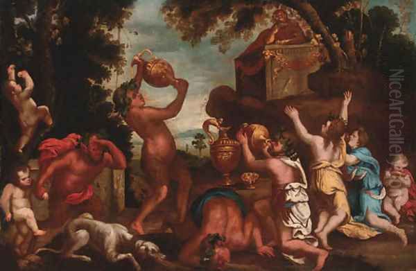 A bacchanalian revel Oil Painting by Venetian School