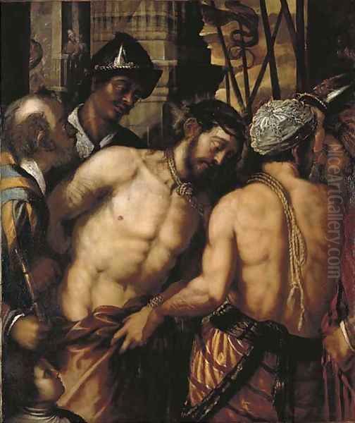 Christ at the Column Oil Painting by Venetian School