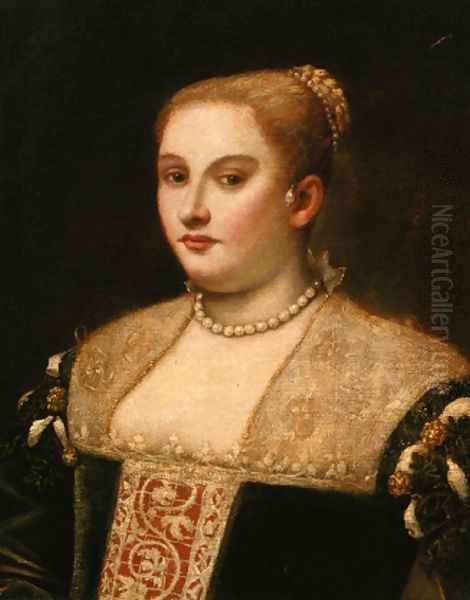 Portrait of a lady, half-length, in a black dress Oil Painting by Venetian School