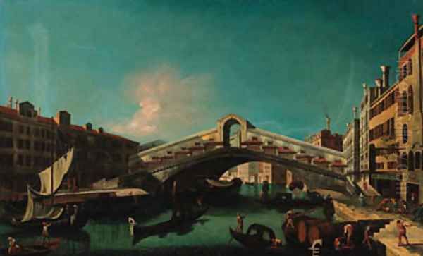 The Rialto Bridge, Venice Oil Painting by Venetian School