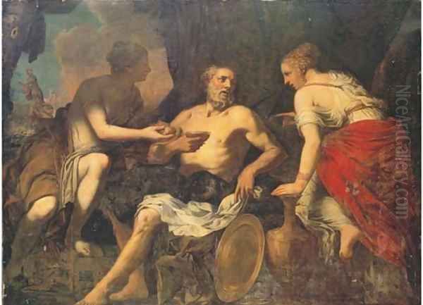 Lot and his Daughters Oil Painting by Venetian School