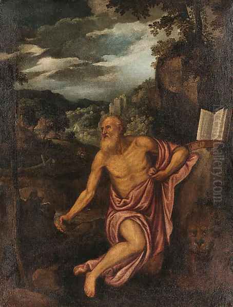 Saint Jerome in the Wilderness Oil Painting by Venetian School