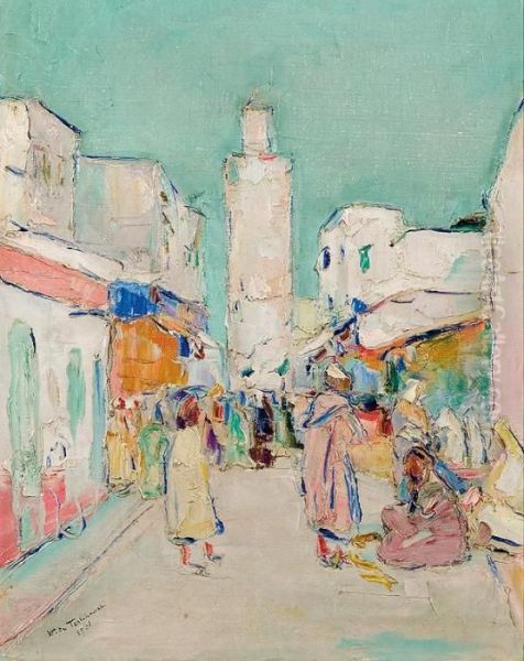 Street View In Oriental City Oil Painting by Wlodzimierz Terlikowski