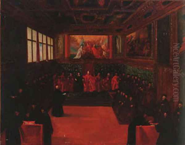 The Council chamber of the Doge's palace Oil Painting by Venetian School