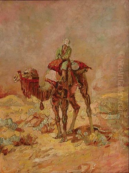 Z Podrozy Do Maroka - Arab Na Wielbladzie Oil Painting by Wlodzimierz Terlikowski