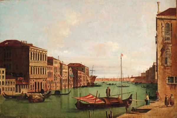 The Grand Canal, Venice, looking East, from the Campo San Vio Oil Painting by Venetian School