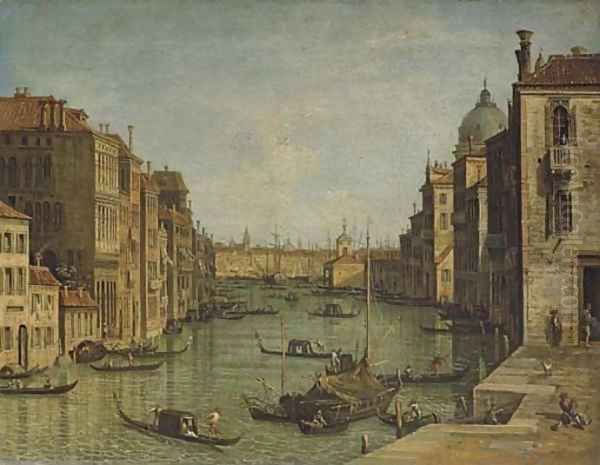 The Grand Canal, Venice, looking East from the Campo San Vio towards the Bacino Oil Painting by Venetian School