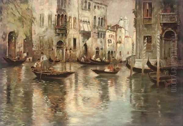 A busy backwater, Venice Oil Painting by Ferdinando Silvani