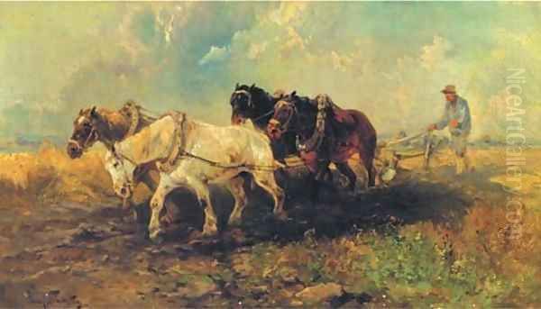 Ploughing the land Oil Painting by Henri Schouten